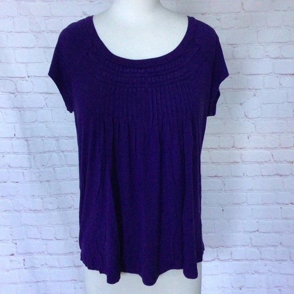 Spense Tops - Spense Petite Purple Short Sleeve Ruched Top - Size PM